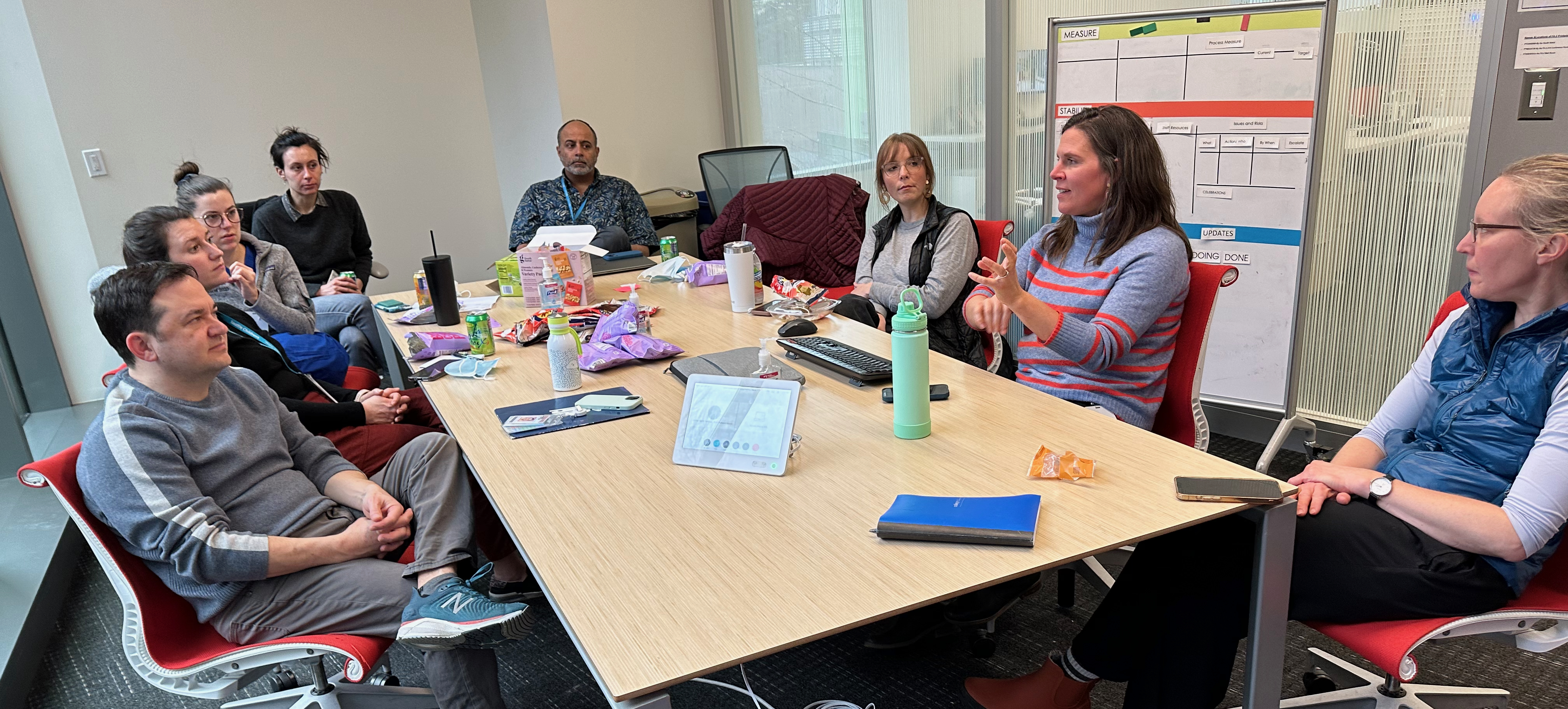 People seated around a conference room table.