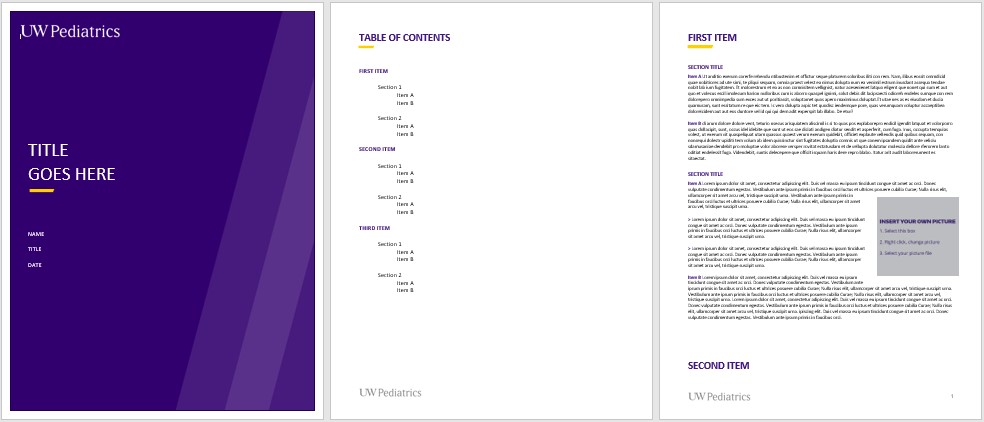 UW Pediatrics multipage report